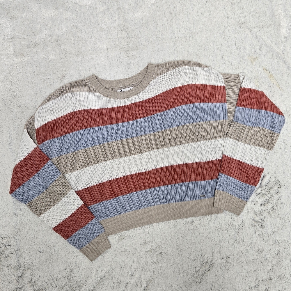 Hollister Beige and Coral Knit Sweater